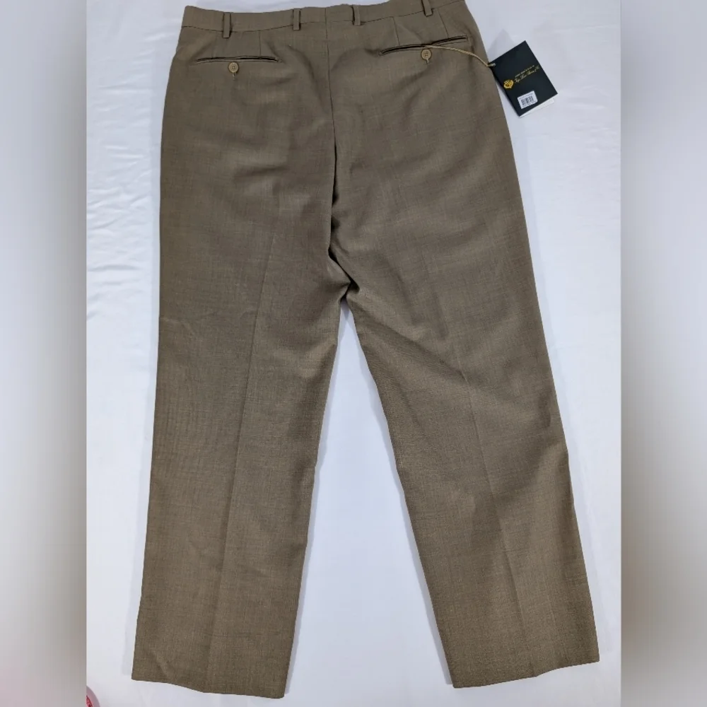 NWT! Santorelli Luxury Sedge Romeo Trousers 100% Virgin Wool in Tan Suze 36